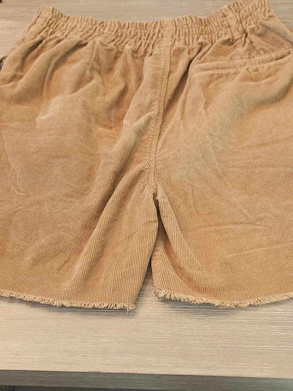 drew house Tan Corduroy Kids Shorts with White 'draw' Logo